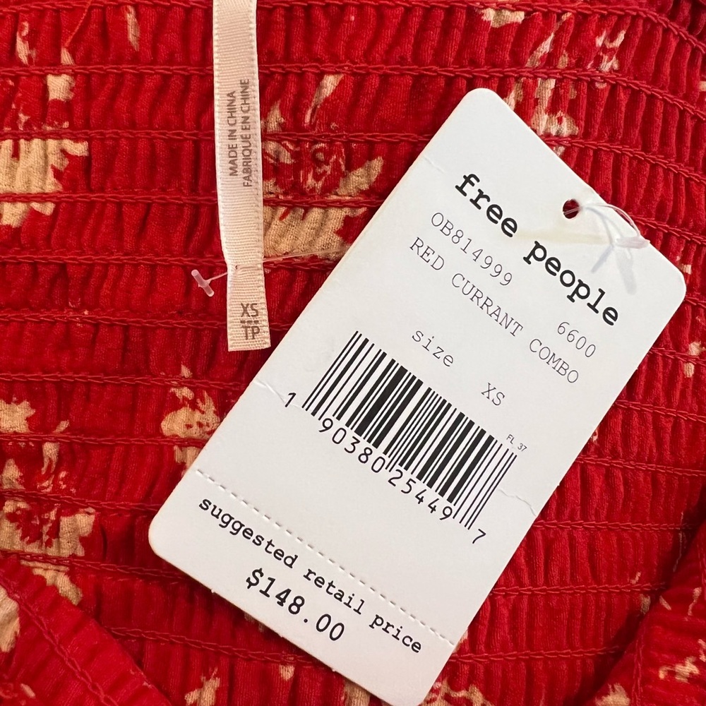 Free People Color my World Jumpsuit in red currant combo, size XS, NWT - Picture 6 of 6